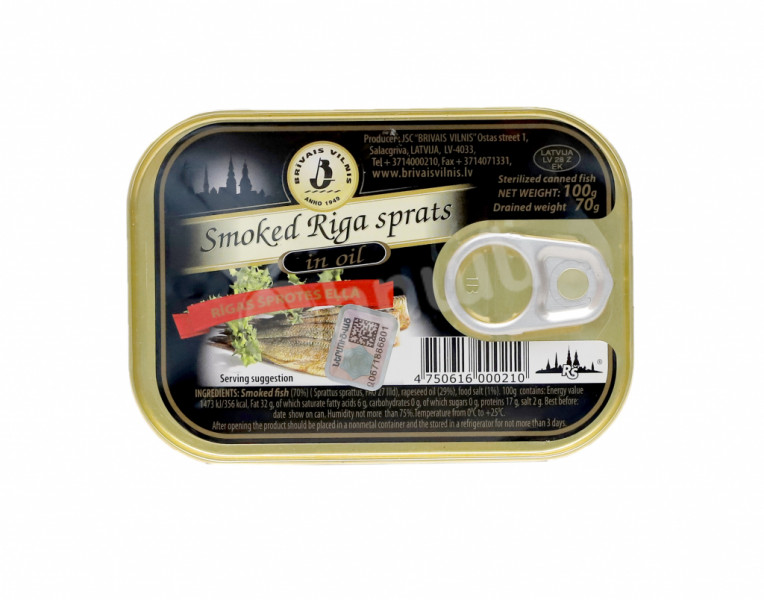 Smoked Riga sprats in oil Brivais Vilnis
