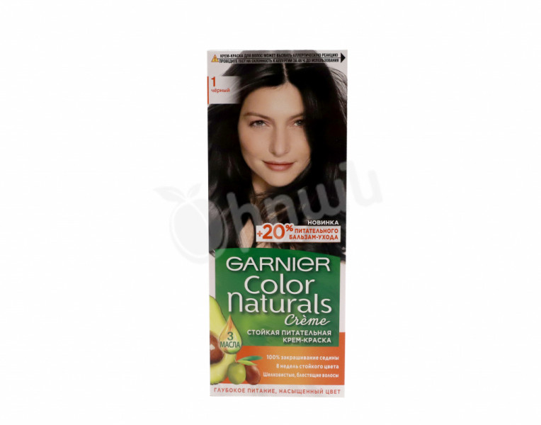 Крем-краска для волос черный 1 Color Naturals Garnier