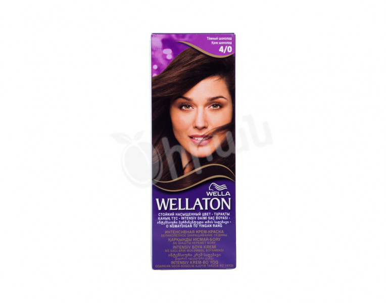 Крем-краска для волос темный шоколад 4/0 Wellaton