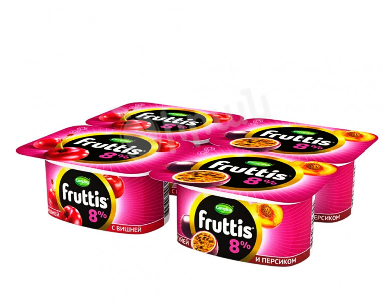 Yogurt Product with Cherry/Passion Fruit and Peach Fruttis