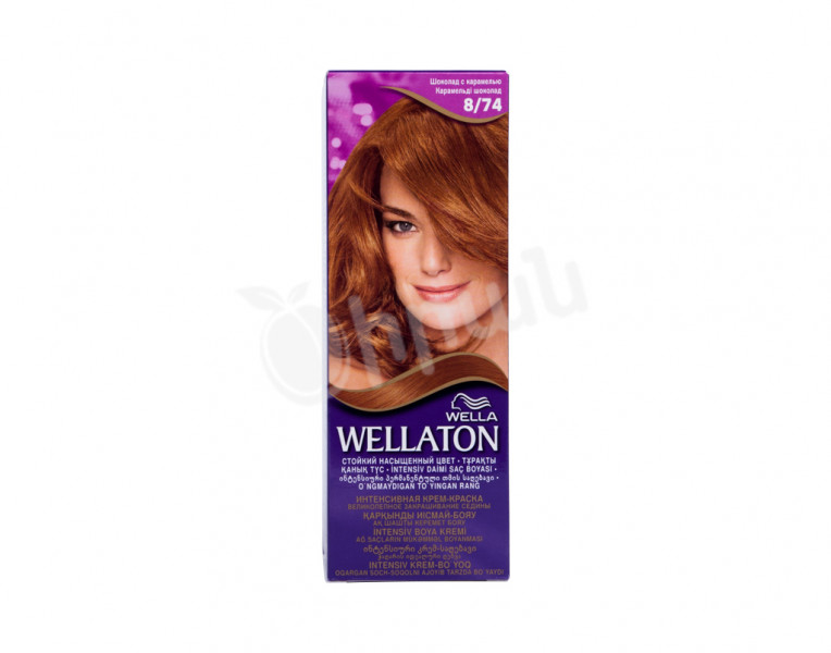 Крем-краска для волос шоколад с карамелью 8/74 Wellaton