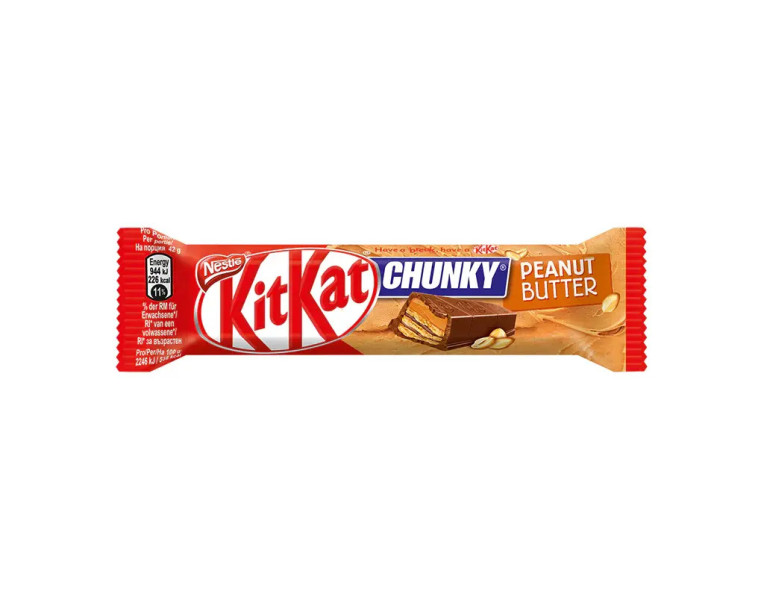 Milk chocolate with crunchy wafers and peanut filling Chunky Kit Kat