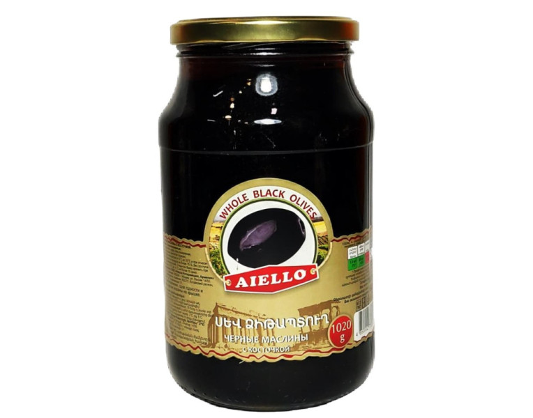 Греческие черные маслины с косточкой Aiello