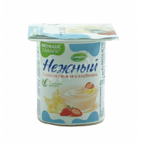 Yogurt product with banana and strawberry juice Нежный