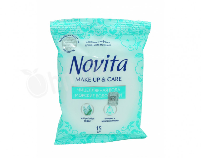 Влажные салфетки для снятия макияжа мицеллярная вода Novita
