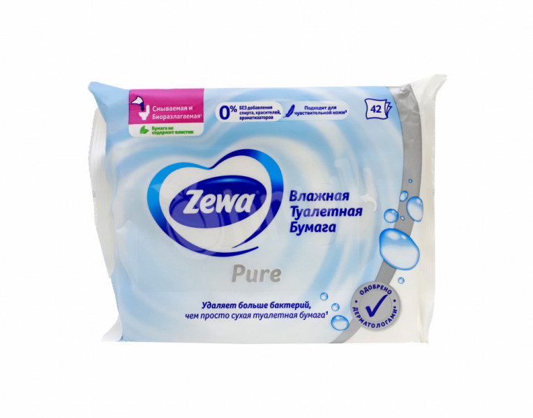 Влажная туалетная бумага Pure Zewa