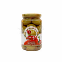 Зеленые оливки фаршированные красным перцем Aiello