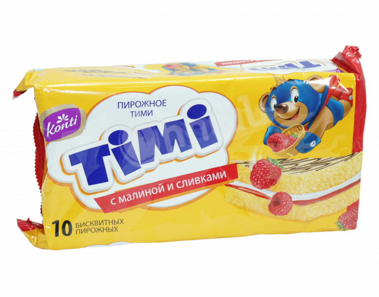 Пирожное Бисквитное с Малиной и Сливками Timi