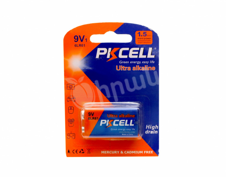 Battery alkaline ultra 9V PKCELL