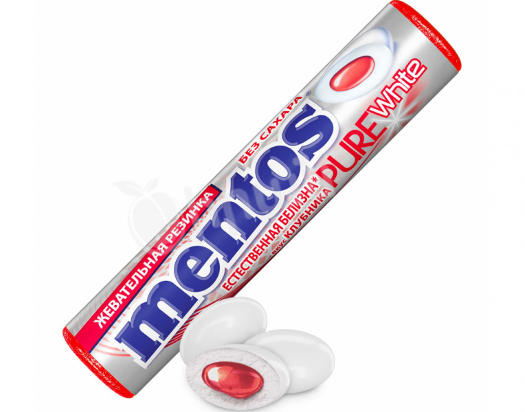 Chewing gum with strawberry flavor Pure White Mentos