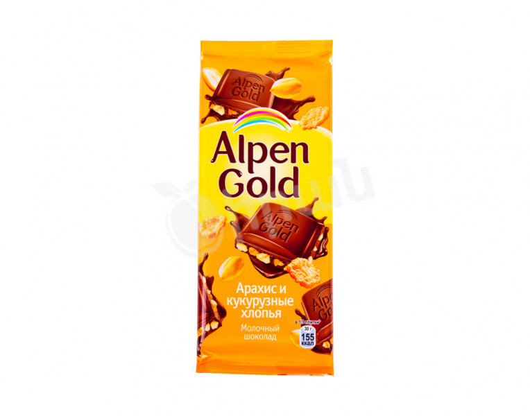 Молочная шоколадная плитка с арахисом и кукурузными хлопьями Alpen Gold