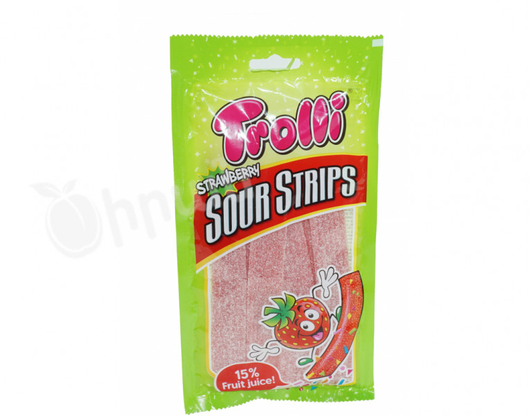 Gummy candies sour strips strawberry Trolli