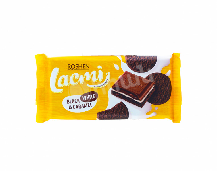 Молочный шоколад черный/белый и карамель Lacmi Roshen