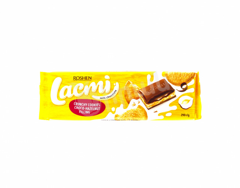 Կաթնային շոկոլադ խրթխրթան թխվածքաբլիթ պնդուկով Lacmi Roshen