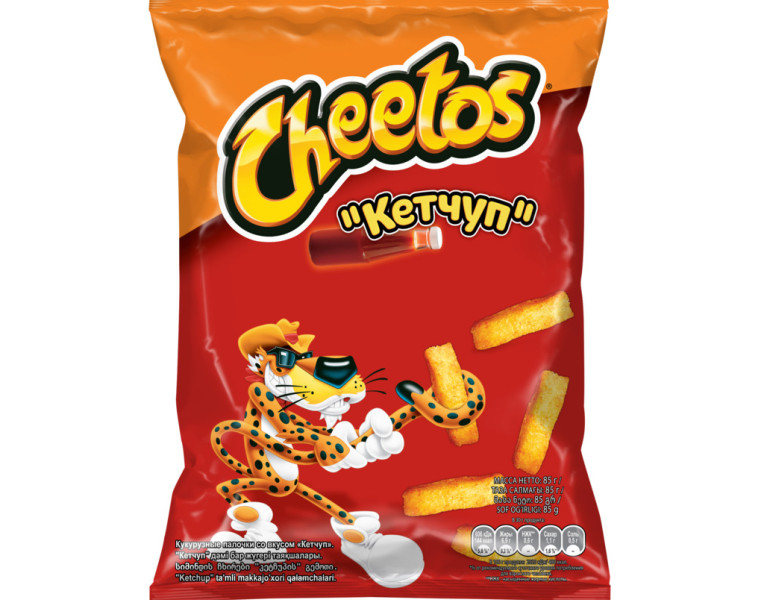 Corn sticks Cheetos ketchup