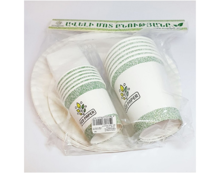 Set of disposable tableware Eco Paper
