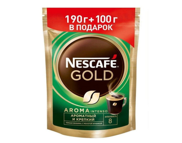 Растворимый кофе с добавлением натурального жареного молотого кофе Gold Aroma Intenso Nescafe