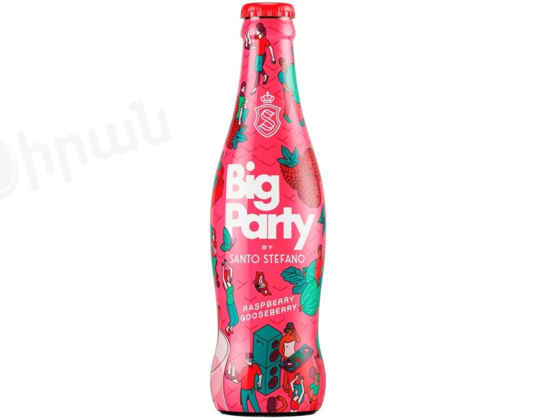 Low-alcohol carbonated drink raspberry and gooseberry Big Party