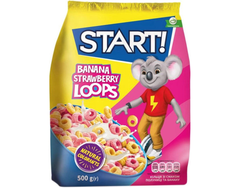 Dry breakfast Rings with banana and strawberry flavor Start